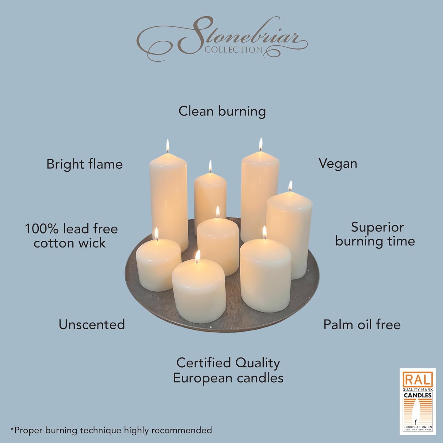 Unscented White Tall Pillar Candles, 65 Hour Burning Candle Pillars, Perfect for Decor, Weddings, Emergencies 3" X 6", 6 Count