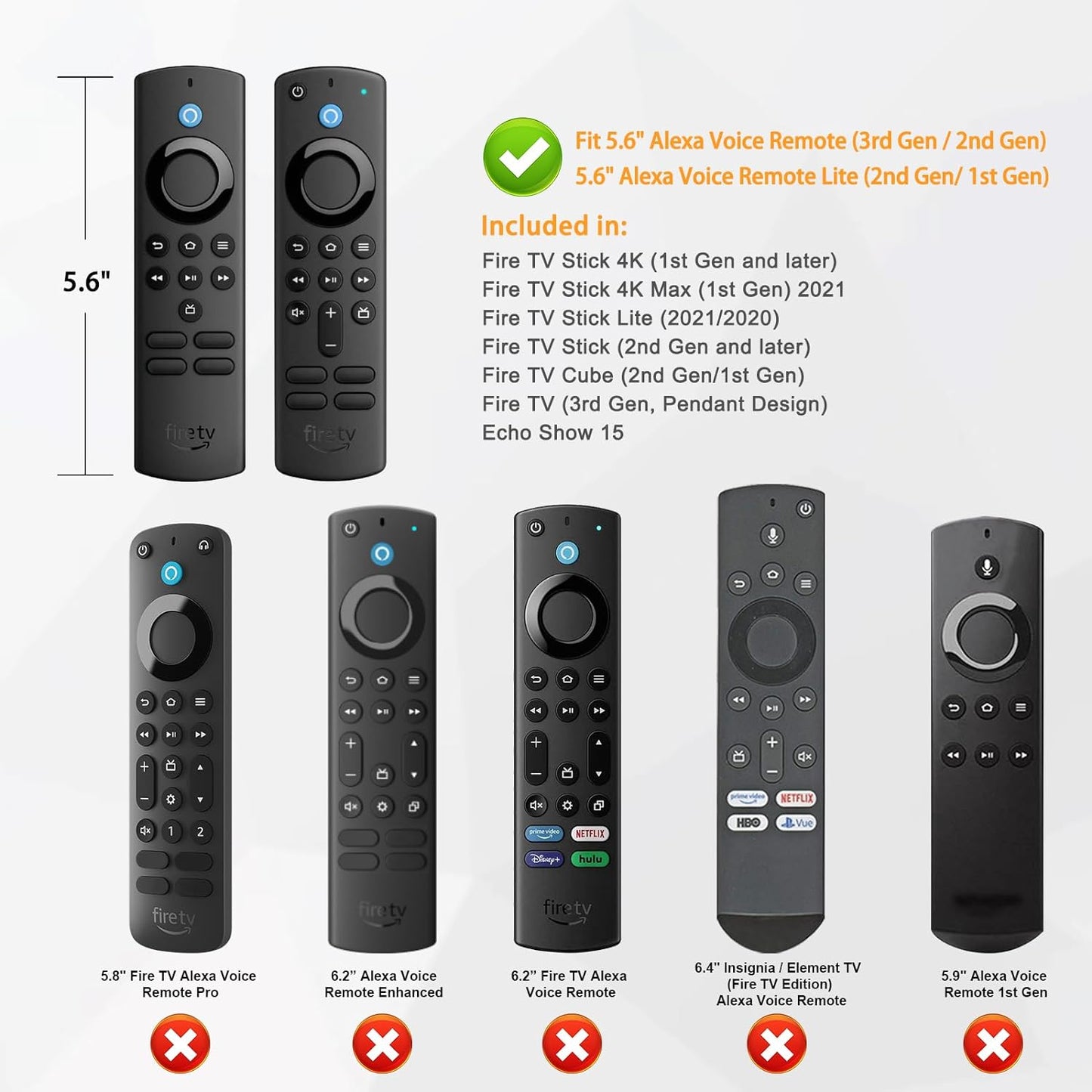 Remote Case for Fire TV Stick HD/4K/4K Max (1St Gen)/Fire TV Stick (3Rd Gen)/Lite - Anti-Slip Shockproof Silicone Cover for Alexa Voice Remote (2Nd & 3Rd Generation), Black