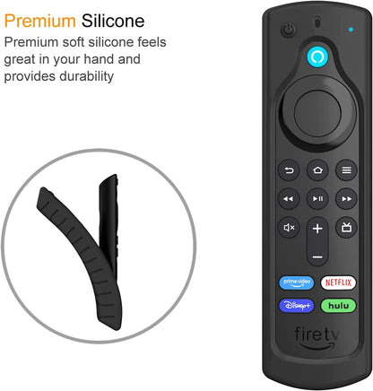 Remote Case for Fire TV Stick HD/4K/4K Max (1St Gen)/Fire TV Stick (3Rd Gen)/Lite - Anti-Slip Shockproof Silicone Cover for Alexa Voice Remote (2Nd & 3Rd Generation), Black