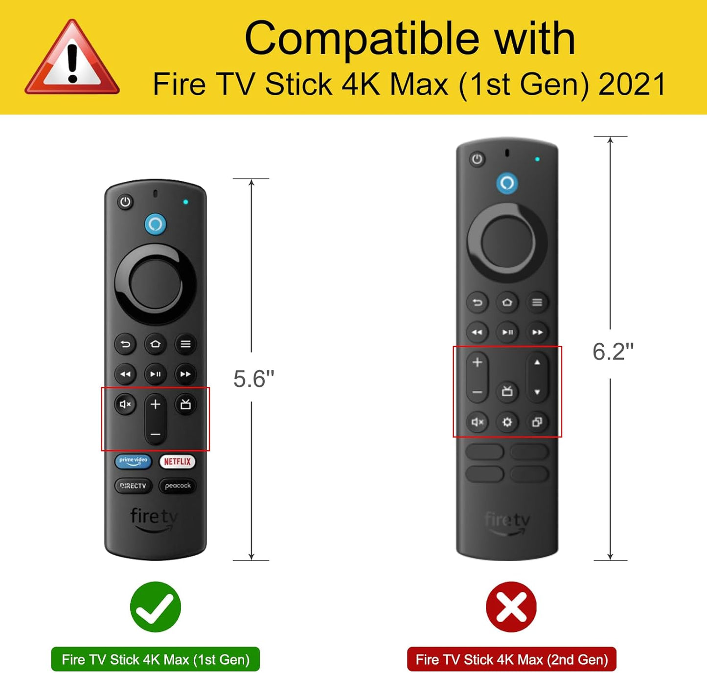 Remote Case for Fire TV Stick HD/4K/4K Max (1St Gen)/Fire TV Stick (3Rd Gen)/Lite - Anti-Slip Shockproof Silicone Cover for Alexa Voice Remote (2Nd & 3Rd Generation), Black